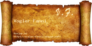 Vogler Fanni névjegykártya